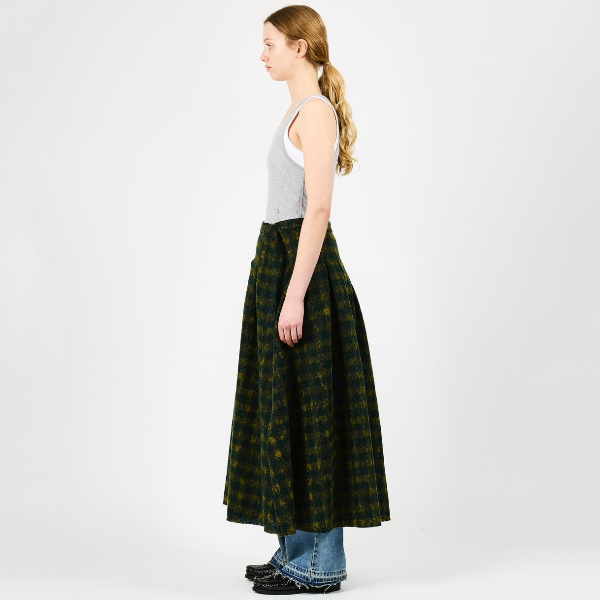 LACE CHECK COVER SKIRT