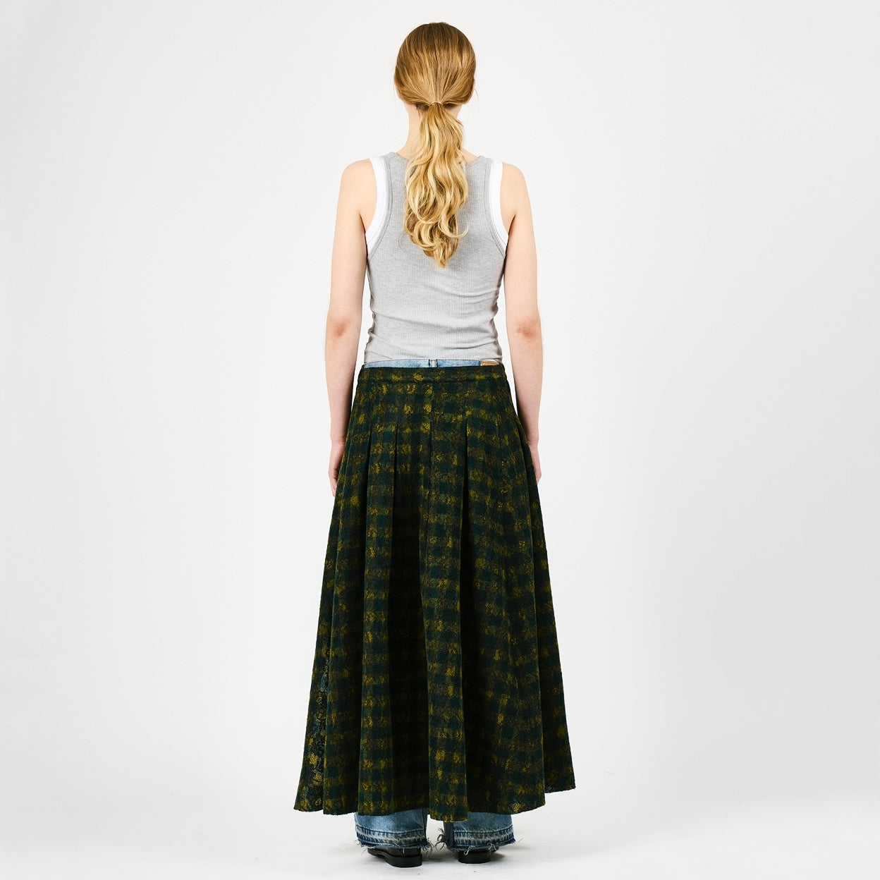 LACE CHECK COVER SKIRT