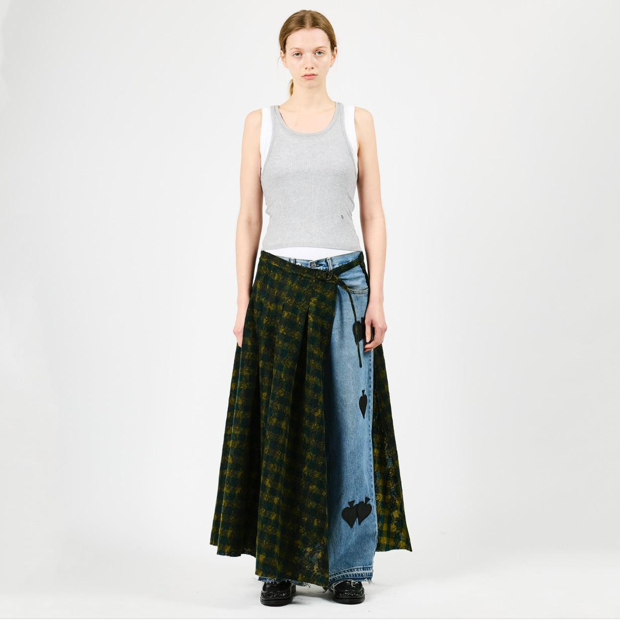 LACE CHECK COVER SKIRT