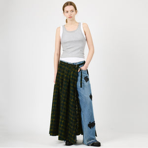 LACE CHECK COVER SKIRT