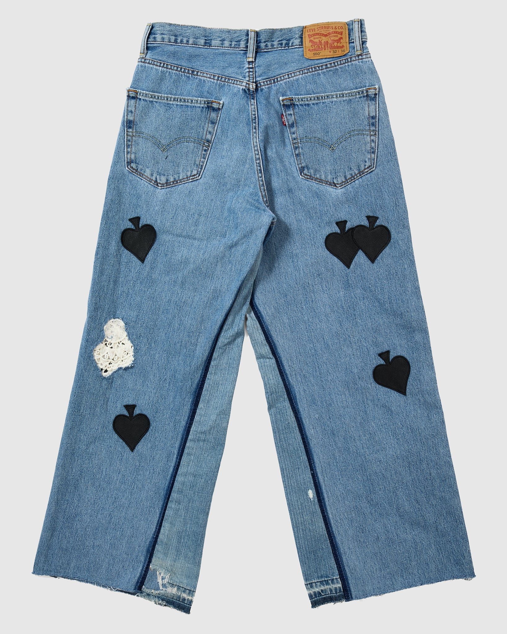 A36 ぷっくり ミニミニ タグ デニムリメイク ♡ 英字 × ハート ② LACE PATCH BUGGY REMAKE DENIM 32inc-D – TanC TOKYO