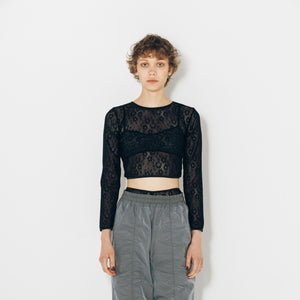 LOUNGE BLACKLACE CROPPED LONG TEE